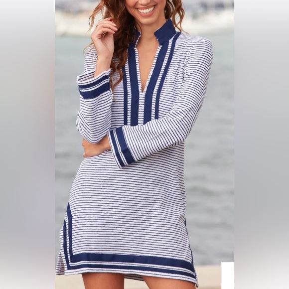 NWT cabana Life navy stripe terry tunic. UPF 50+ - Picture 8 of 9